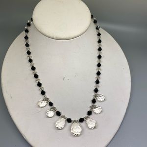 Vintage crystal and jet black beads.